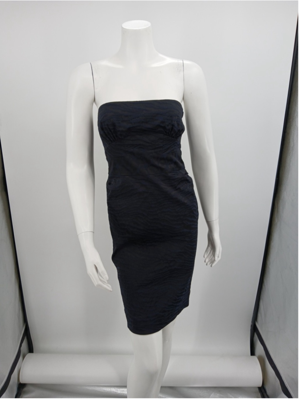 DVF Diane Von Furstenberg TIARAJA Strapless Poplin Dress Navy Black Sz 4